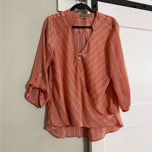Westbound Coral Striped Blouse